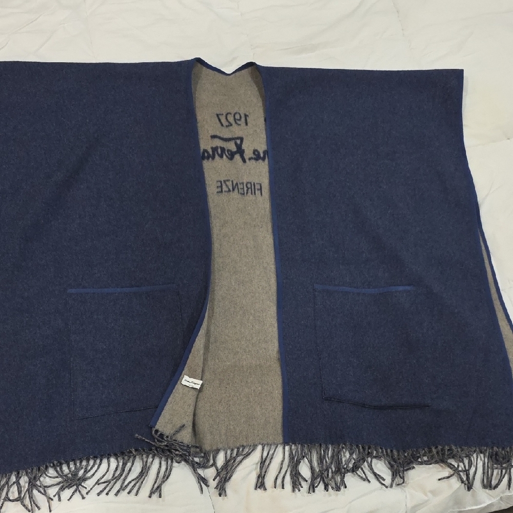Salvatore Ferragamo Blue and Beige Wrap